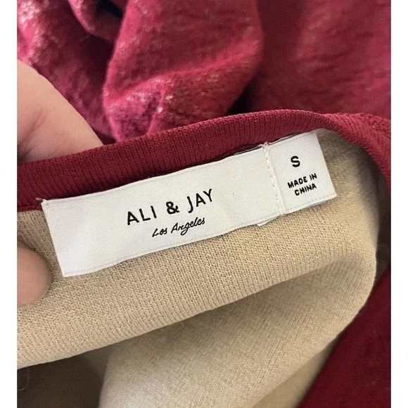 Ali & Jay Sheath Red Nude Bodycon Dress Small Lace Stretch Sleeveless - Picture 7 of 9